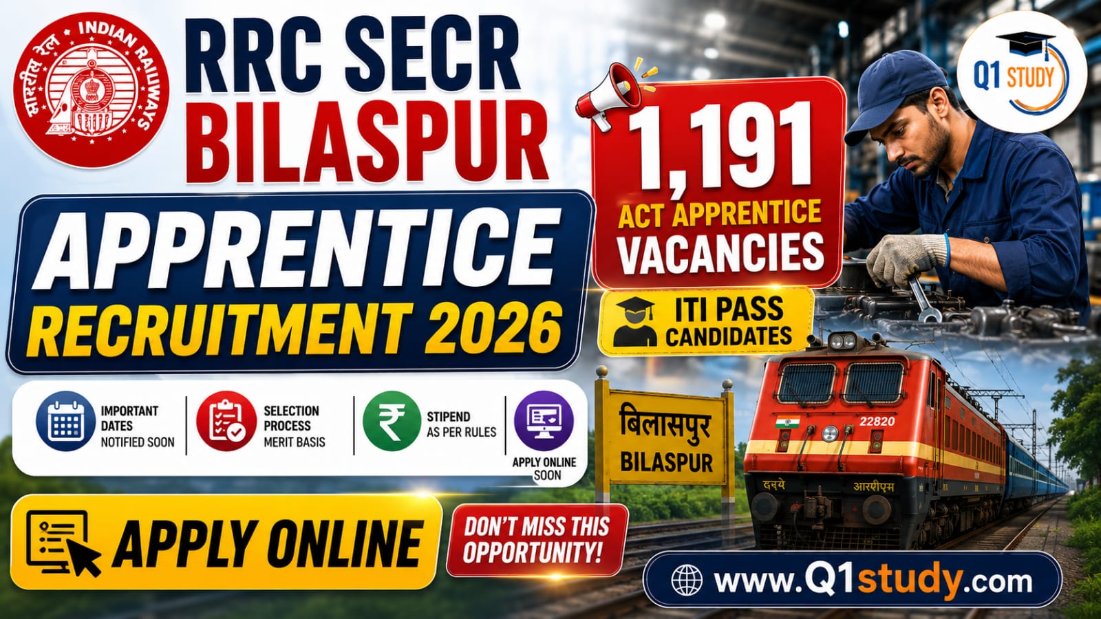RRC SECR Bilaspur Apprentice Recruitment 2026